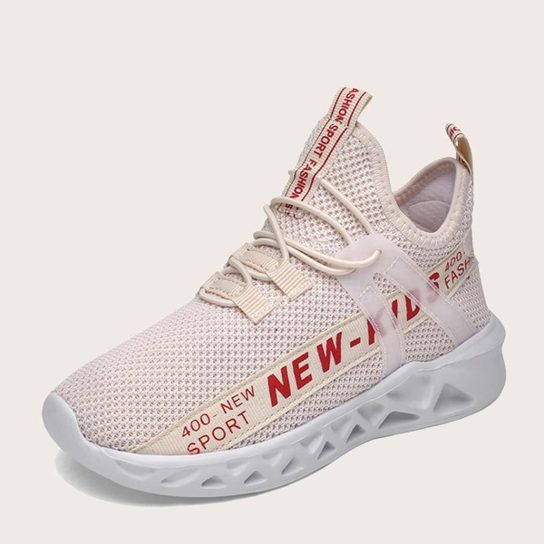 

Boys Letter Graphic Knit Sneakers, Beige