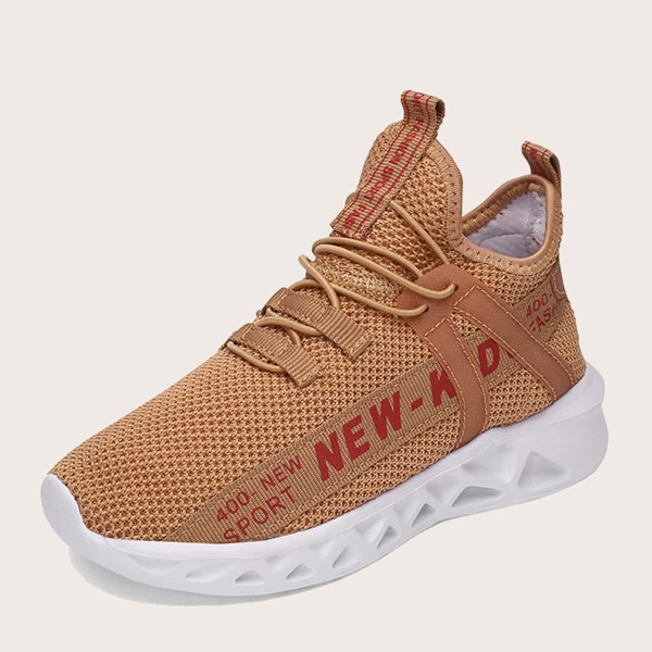 

Boys Letter Graphic Knit Sneakers, Brown
