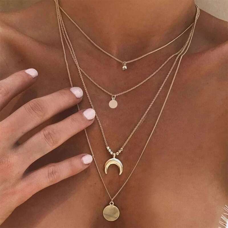 

Disc Charm Layered Necklace, Gold
