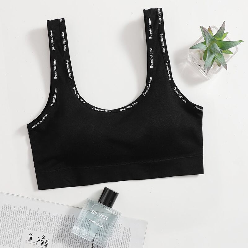 

Letter Binding Bralette, Black