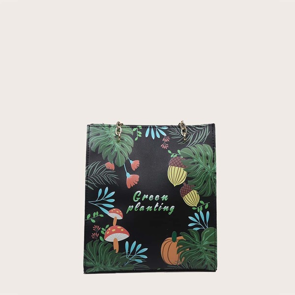 

Girls Leaf Pattern Shoulder Bag, Green