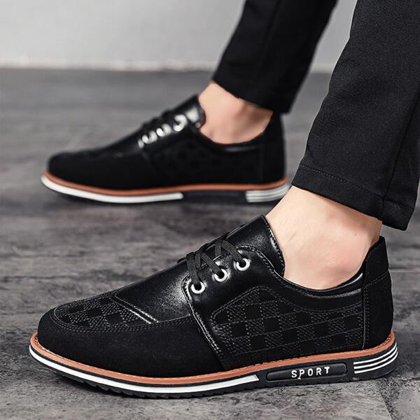 

Men Geometric Pattern Dress Shoes, Black