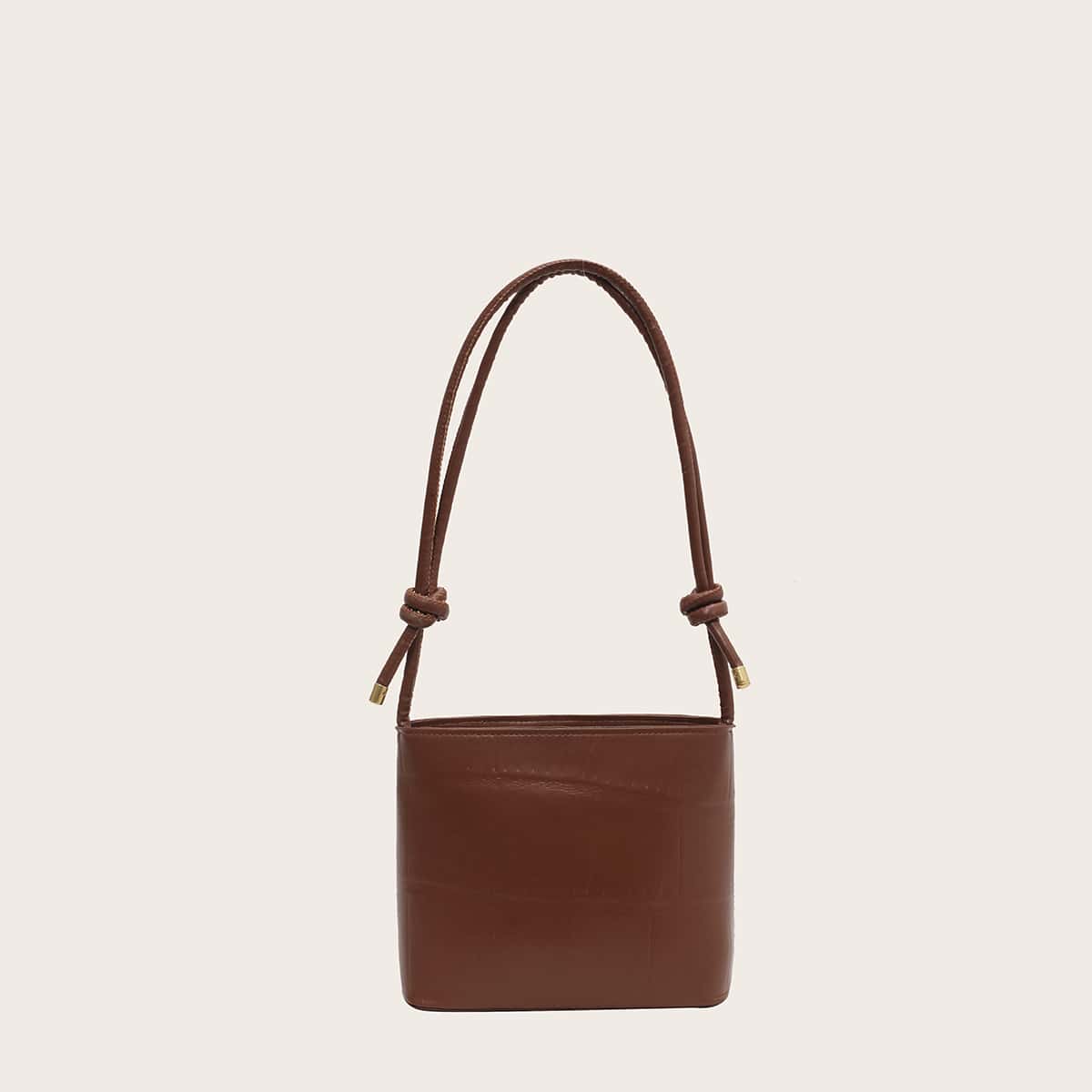 

Croc Embossed Square Shoulder Bag, Brown