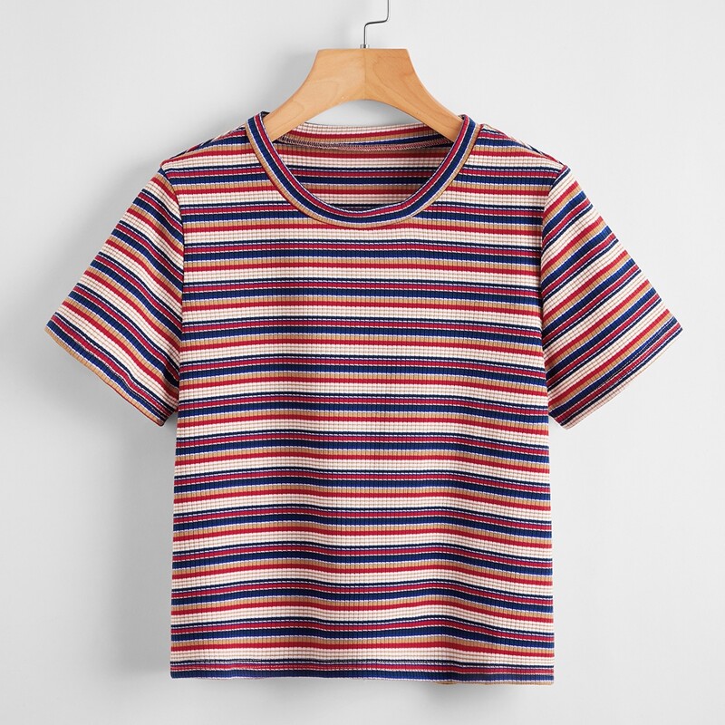 

Striped Ribbed Tee, Multicolor