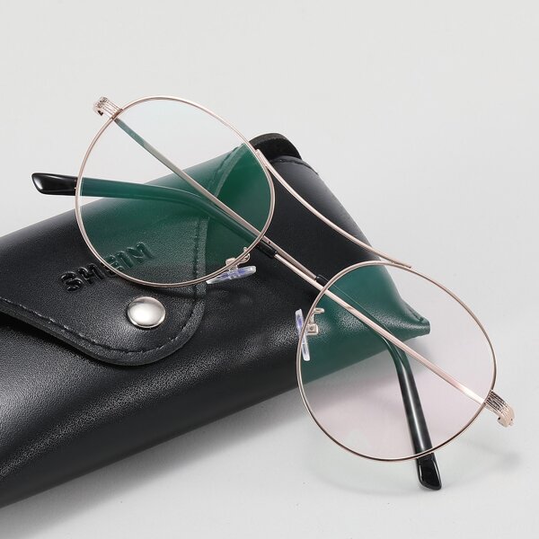 

Men Round Metal Frame Glasses, Gold