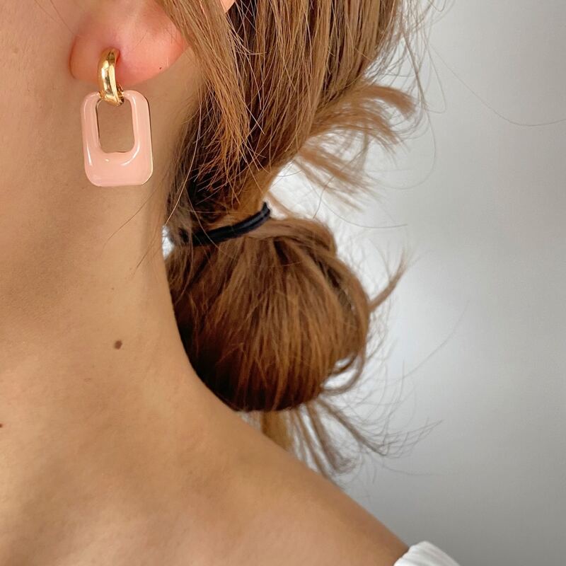 

Square Drop Earrings, Pink