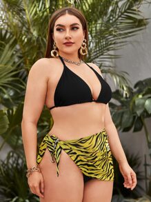 Plus Size 3 Bộ Bikini Tam Giác & Váy Sọc Ngựa Vằn Đi Biển Mùa Hè - Nhiều màu - Xem 3