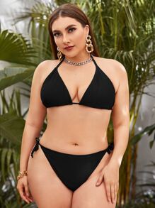 Plus Size 3 Bộ Bikini Tam Giác & Váy Sọc Ngựa Vằn Đi Biển Mùa Hè - Nhiều màu - Xem 4