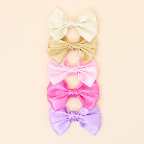 

5pcs Toddler Girls Bow Knot Decor Hair Clip, Multicolor