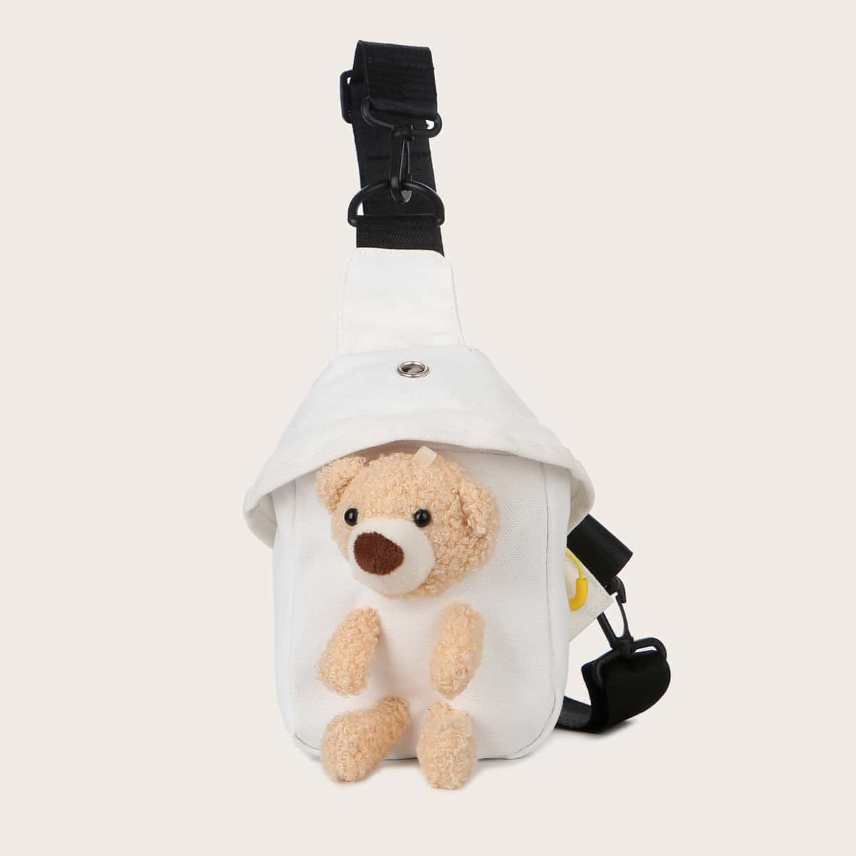 

Bear Decor Sling Bag, White