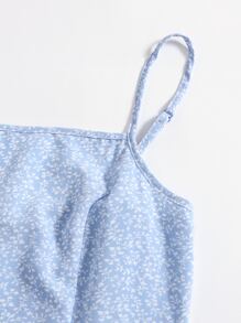 Soleia 满版植物喇叭下摆连衣裙，女士柔和色调连衣裙 - 淺藍色 - 查看 5