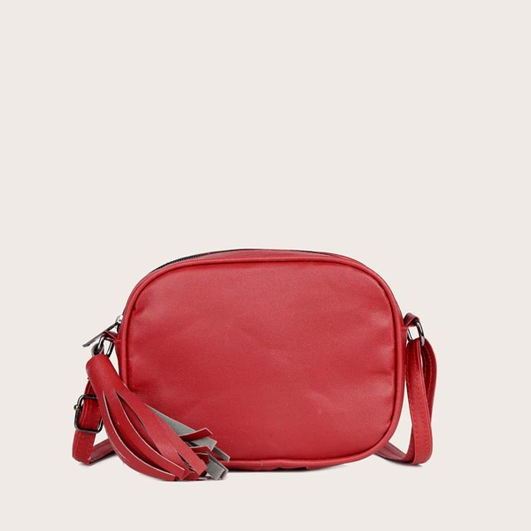 

Tassel Charm Crossbody Bag, Red