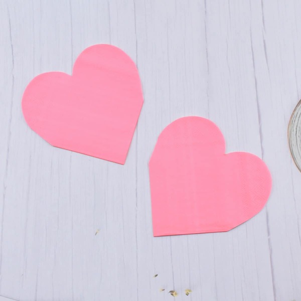 

16pcs Heart Shaped Napkin Paper, Pink