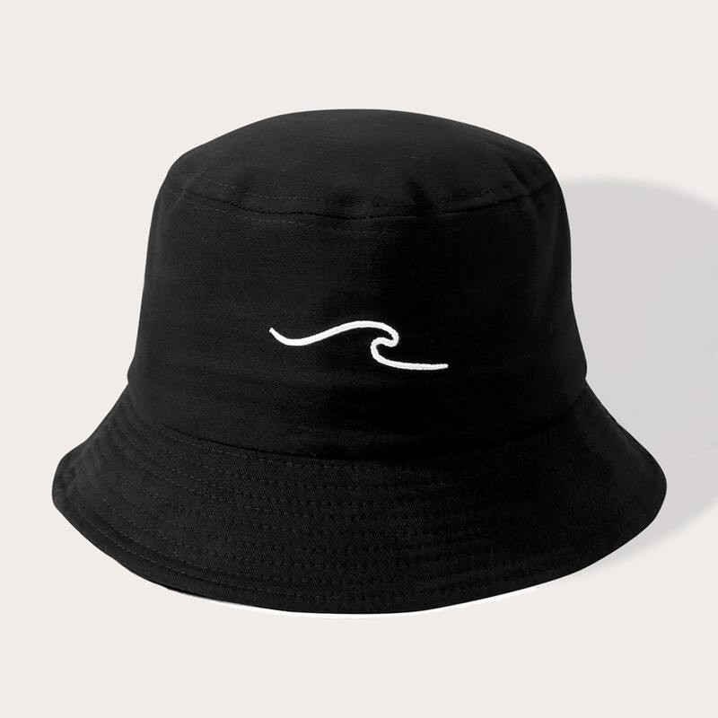 

1pc Embroidery Bucket Hat, Black