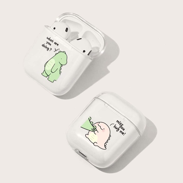 

2pcs Cartoon Graphic AirPods Case, Clear