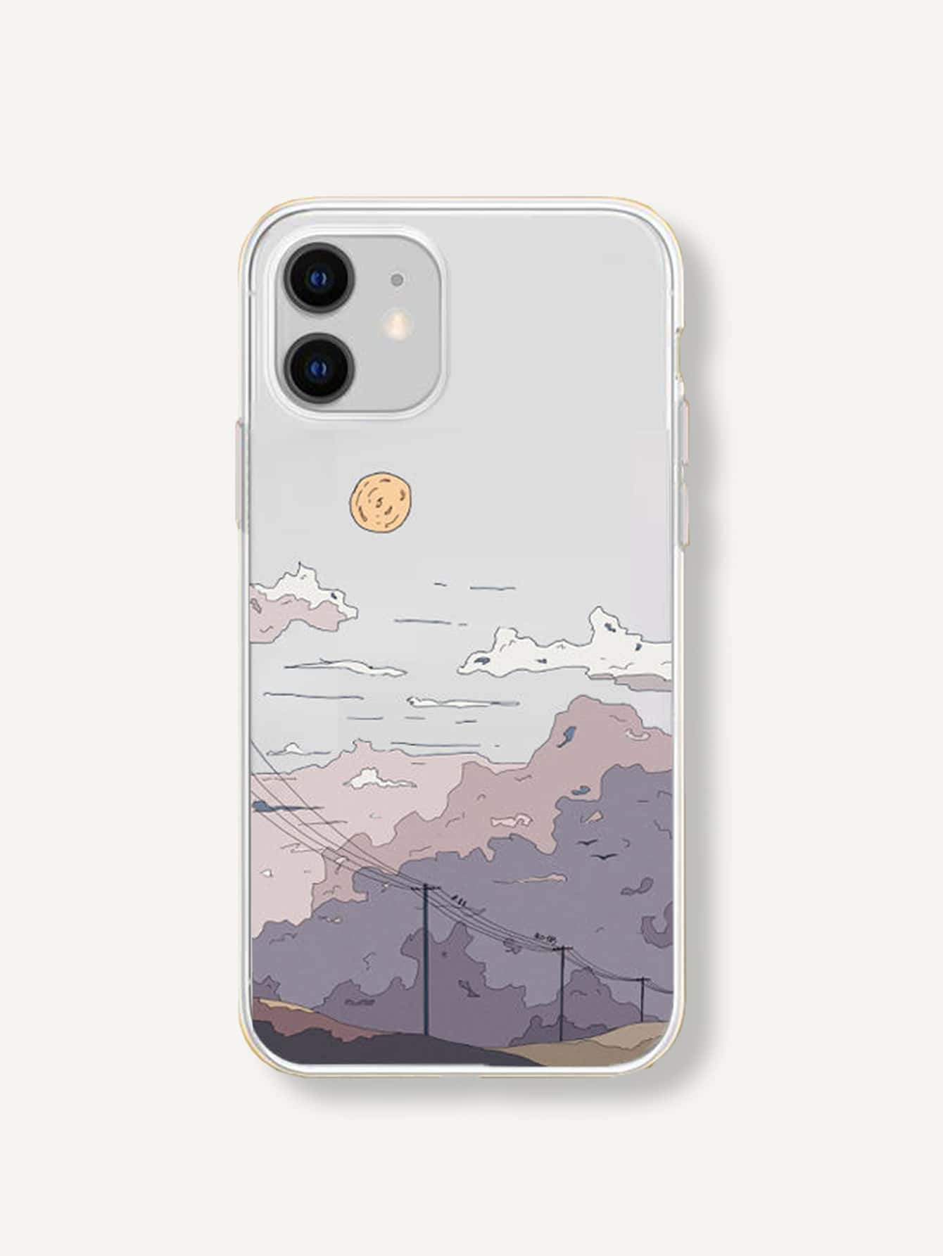 Landscape Print Case Compatible With iPhone - Clear - View 1