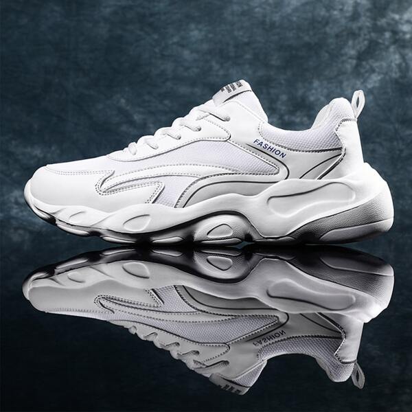 

Men Lace Up Front Mesh Chunky Sneakers, White