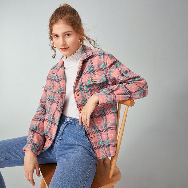 

Double Pocket Plaid Jacket, Multicolor