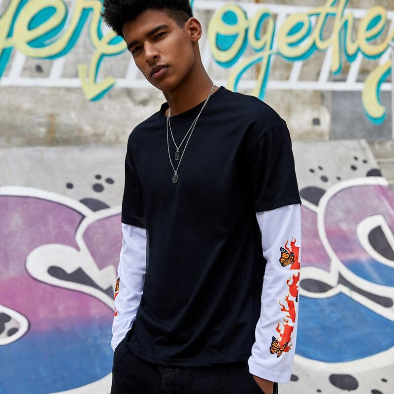 

Guys Butterfly & Letter Graphic Tee, Black