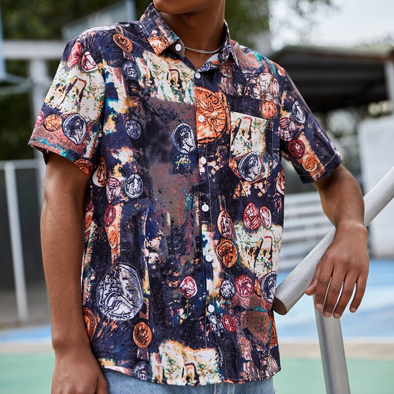 

Guys All Over Print Shirt, Multicolor
