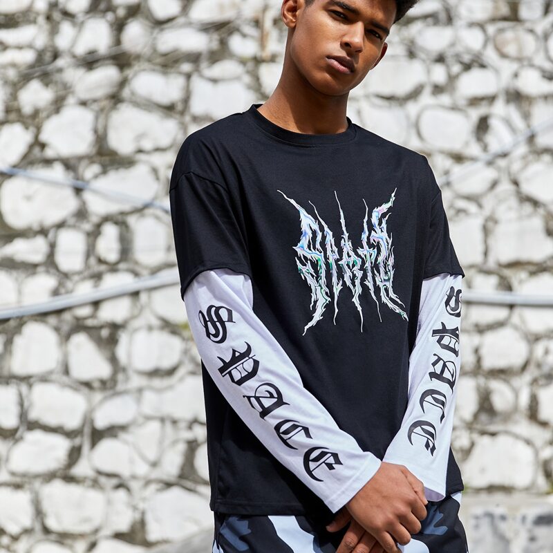 

Guys Graphic Print 2 In 1 Tee, Black