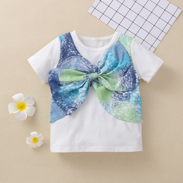 

Toddler Girls Tie Dye Big Bow Tee, Multicolor