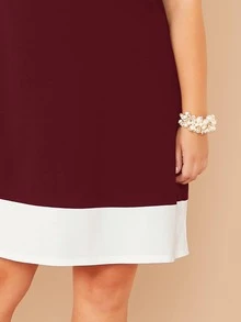 SHEIN LUNE Vestido bajo en contraste - grande - Granate - Ver 4