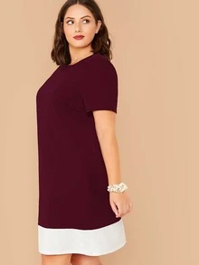 SHEIN LUNE Vestido bajo en contraste - grande - Granate - Ver 5