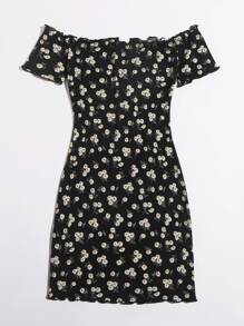 Soleia Đầm Plus Size Xù nhỏ Họa tiết hoa Boho - Nhiều màu - Xem 2