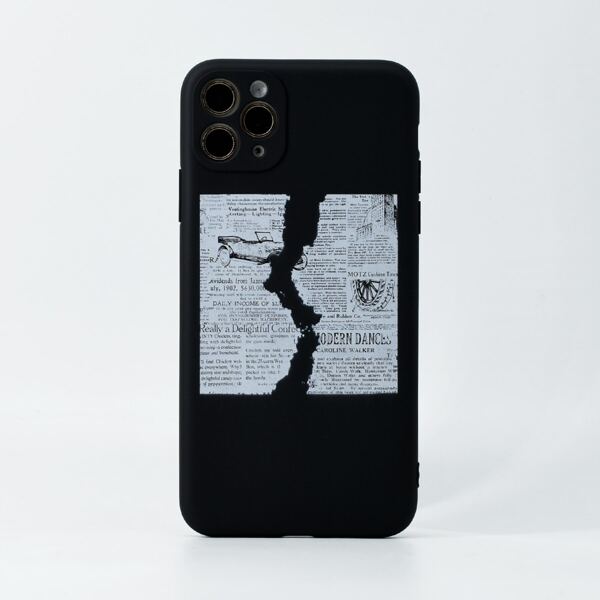 

Чехол для iPhone с принтом газеты, Черный и белый