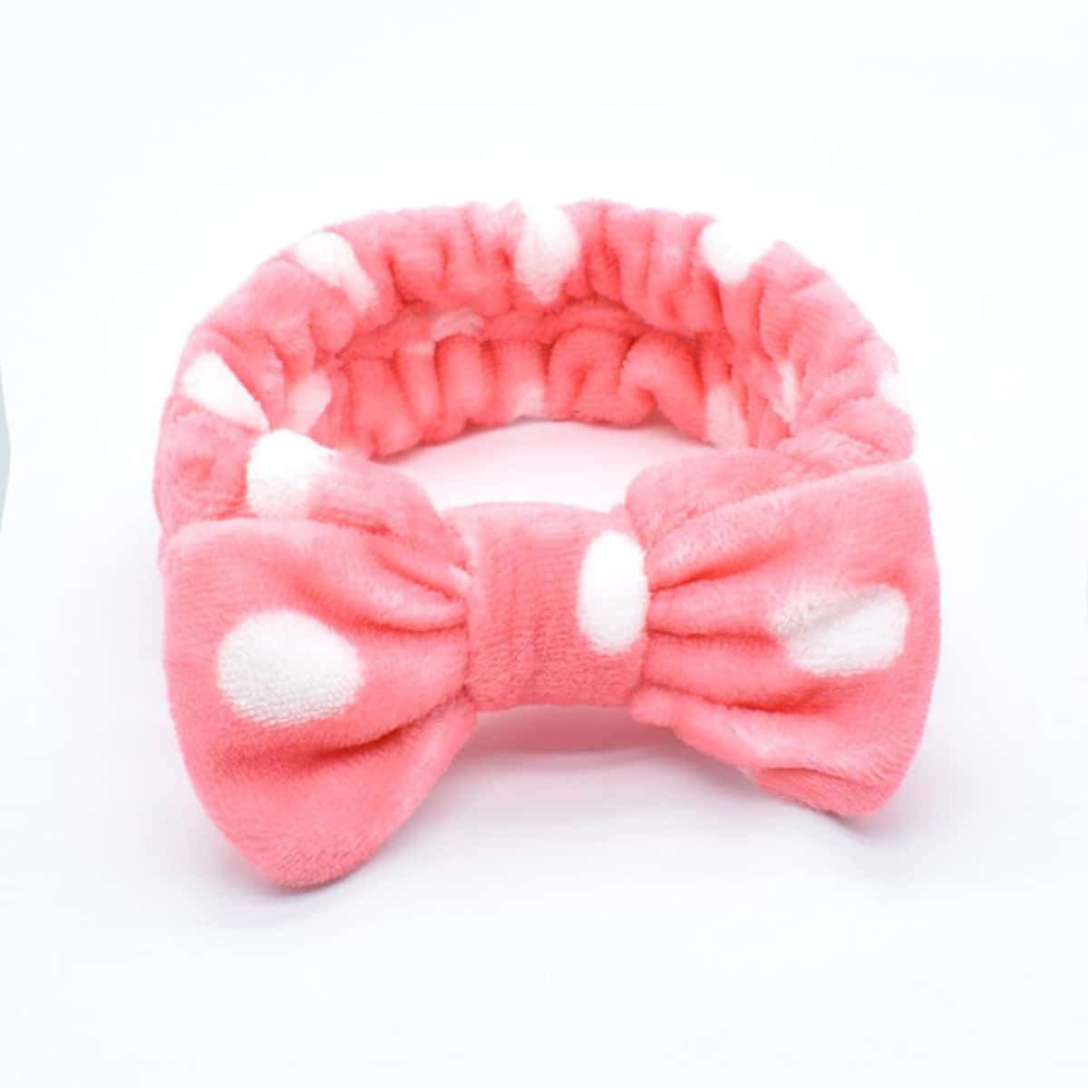 

Polka Dot Pattern Bath Headband, Pink