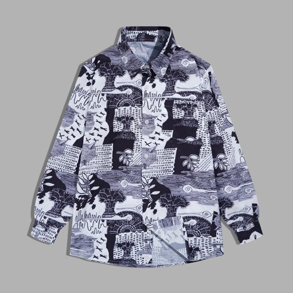 

Men Allover Print Button Through Shirt, Multicolor