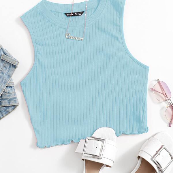 

Rib-knit Tank Top, Baby blue
