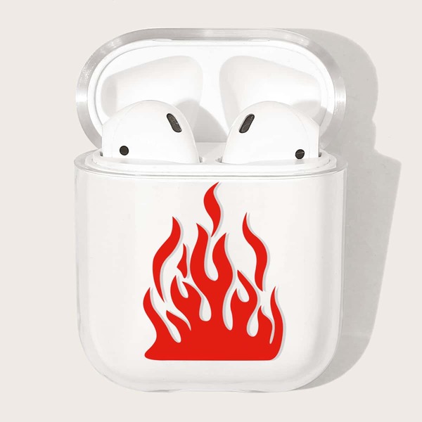

Чехол для AirPods с принтом пламени, Красный