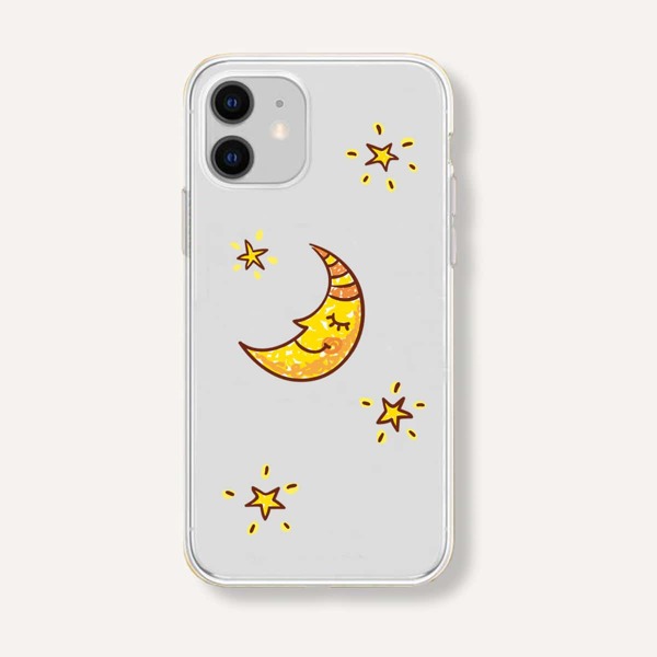 

Чехол для iPhone с принтом луны, Прозрачный