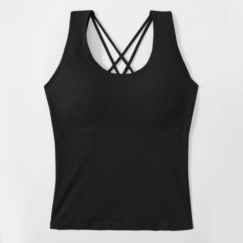 

Cut-out Back Longline Bralette, Black