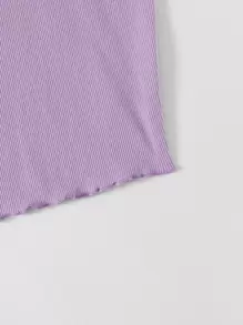 SHEIN EZwear Lettuce Trim Rib-knit Crop Cami Top - Lilac Purple - View 5