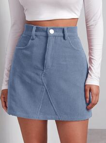 Muchica Falda con botón delantero - Neblina azul - Ver 1