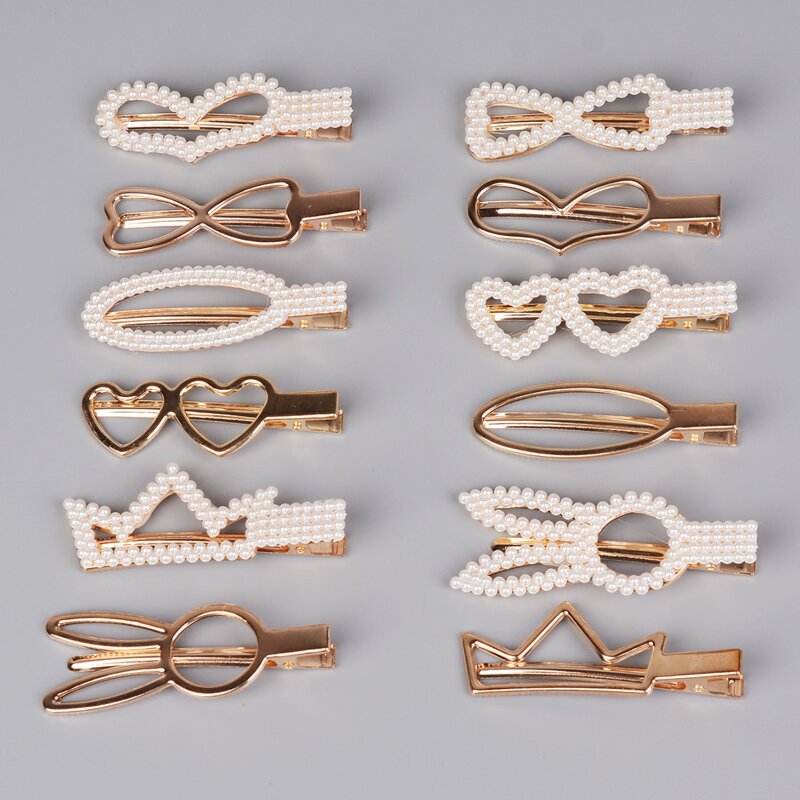 

12pcs Faux Pearl Hair Clip, Multicolor