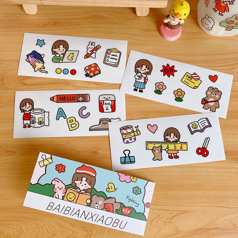 

4sheets Cartoon Pattern Sticker, Multicolor