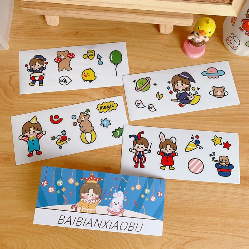 

4sheets Cartoon Pattern Sticker, Multicolor