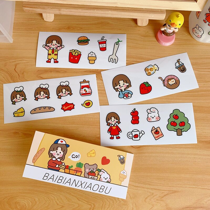 

4sheets Cartoon Pattern Sticker, Multicolor