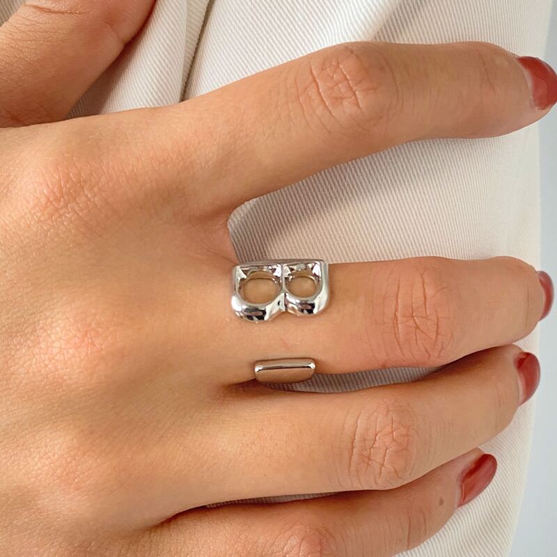 

Letter Cuff Ring, Silver