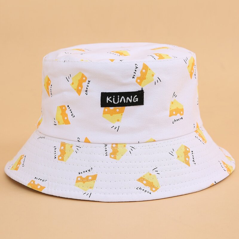 

Cheese Pattern Bucket Hat, White