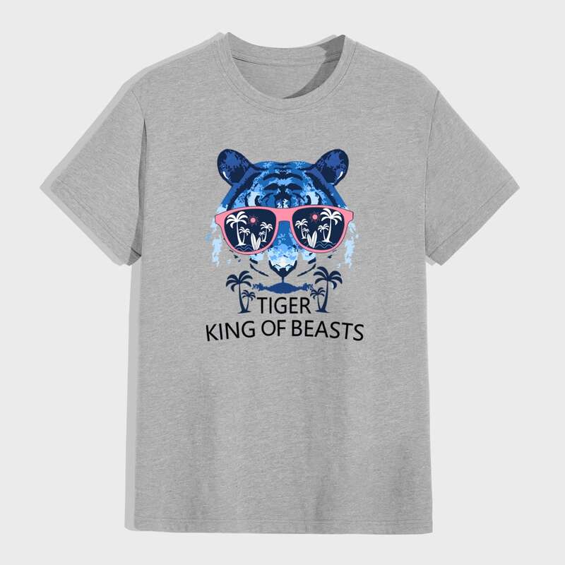 

Guys Animal & Letter Graphic Tee, Light grey