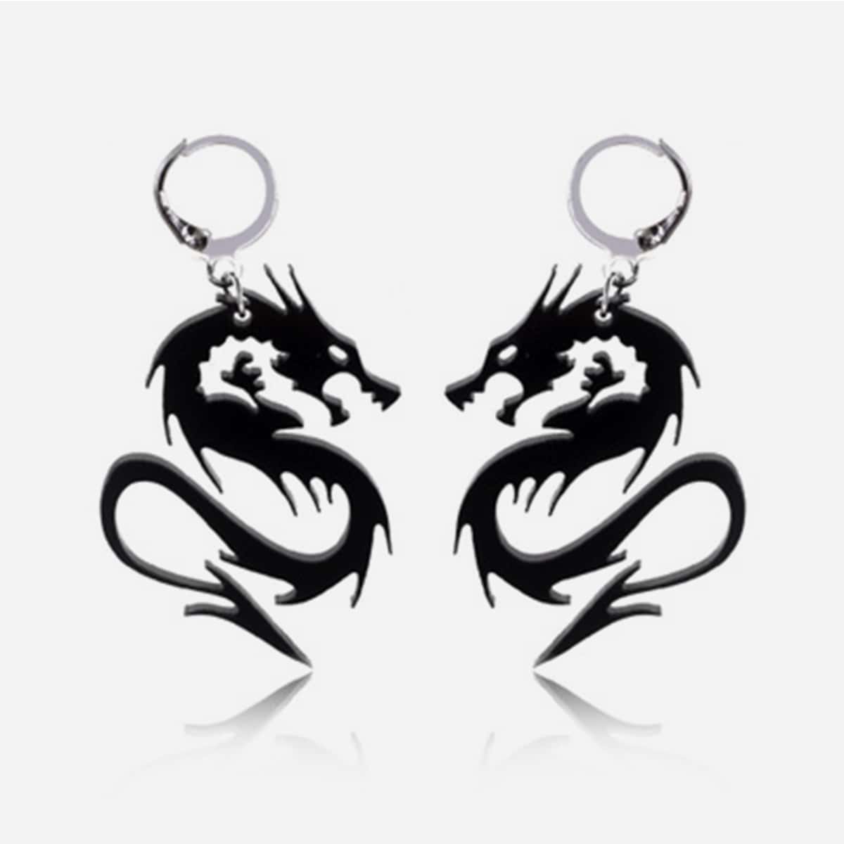 

Acrylic Dragon Drop Earrings, Black