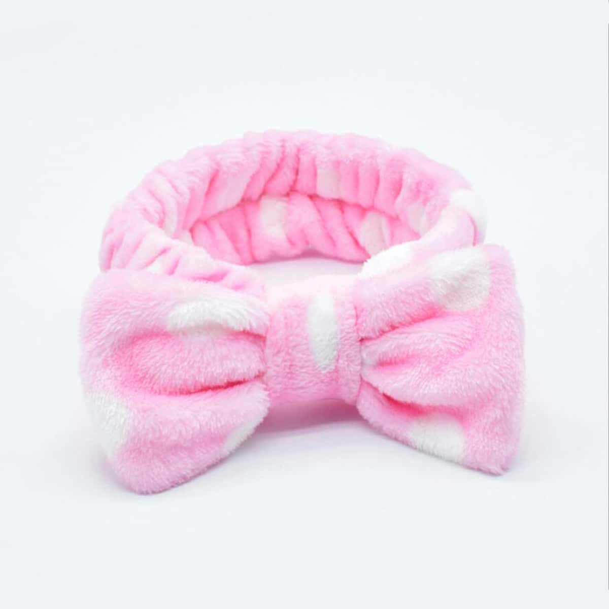 

Polka Dot Bow Bath Headband, Pink