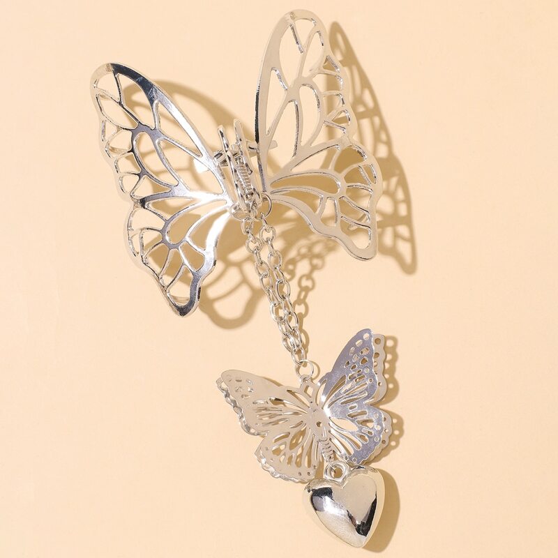 

Butterfly Pendant Hair Claw, Silver