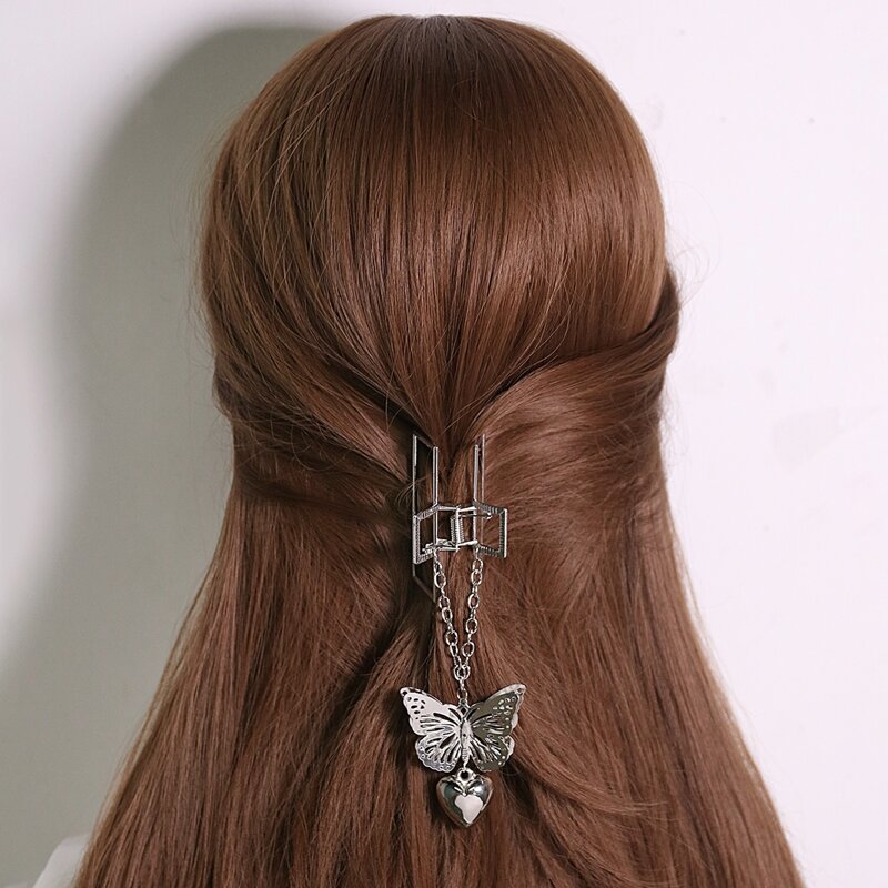 

Butterfly Pendant Hair Claw, Silver