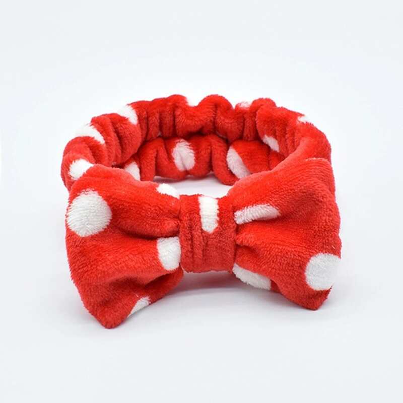 

Polka Dot Bow Bath Headband, Red